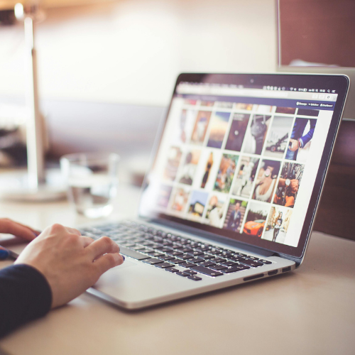 A person using a laptop to browse the internet